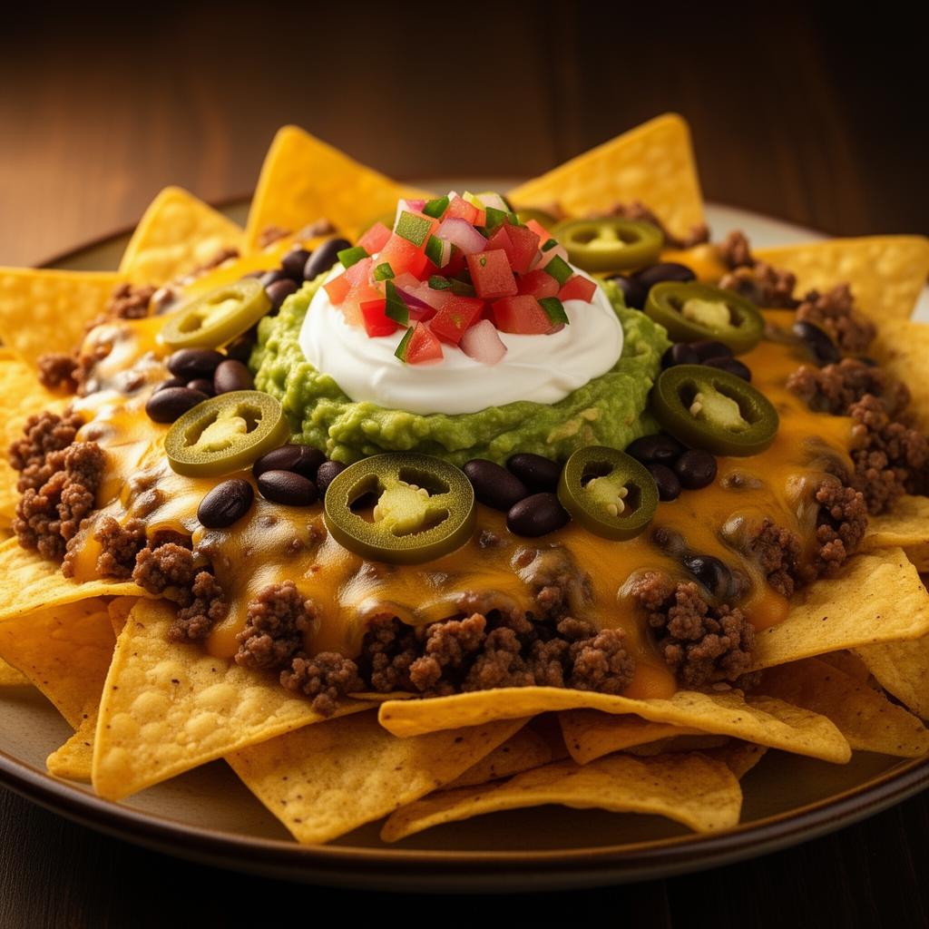Loaded BBQ nachos with all the toppings